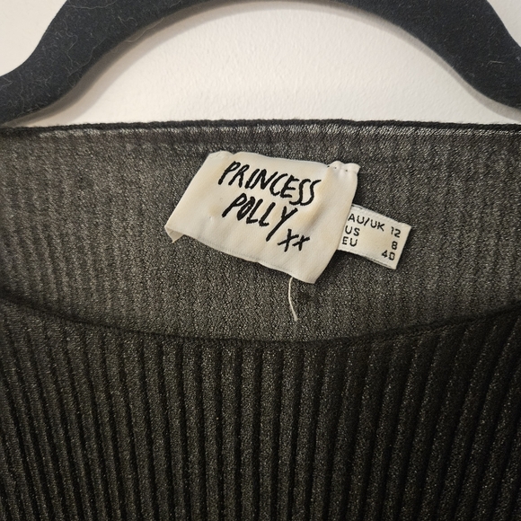 Princess Polly Black Ribbed Sheer Long Sleeve Top - Picture 4 of 7